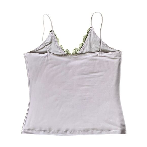 Y2k Lace Trim Cami top Sz M Lavender Stretch Fabric V Neckline Spaghetti Straps - Picture 12 of 12